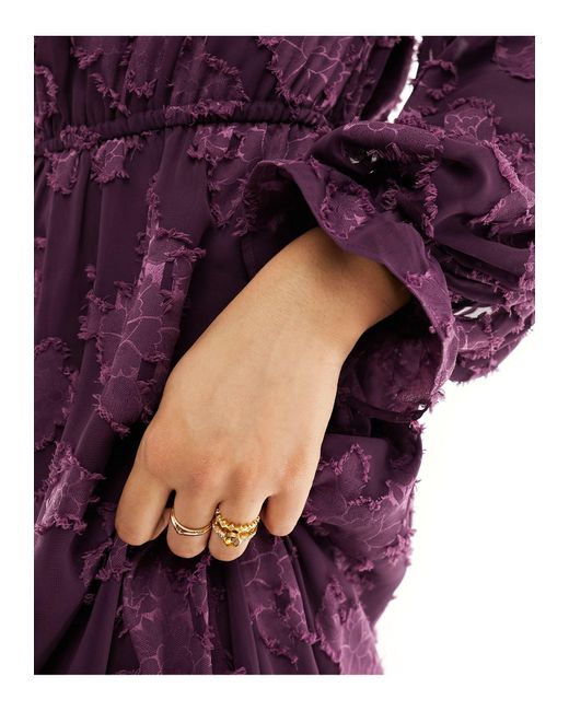 Vestido largo color con mangas amplias y cuello alto ASOS de color Purple