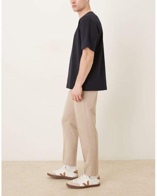 ASOS Natural Tapered Dress Pants With Pintucks for men