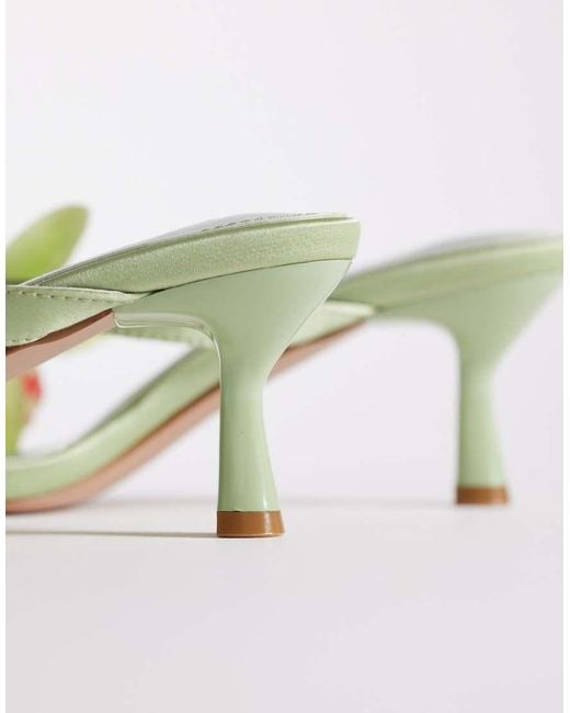SIMMI Metallic Simmi London Ruby Kitten Heel Sandals With Flower
