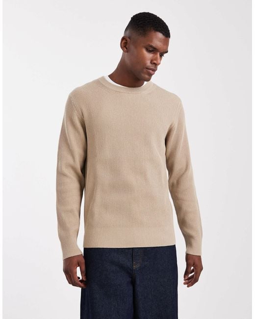 Jack & Jones Natural Ribbed Jumper for men