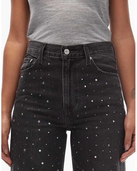 Levi's Black Ribcage Wide Leg Embellished Jeans