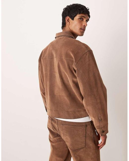 ASOS Brown Co-Ord Suede Look Harrington Jacket for men