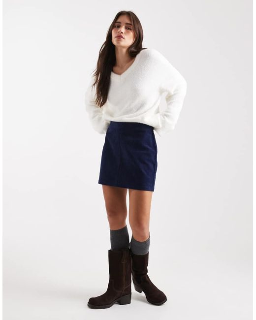 Threadbare Blue Cotton Cord Mini Skirt