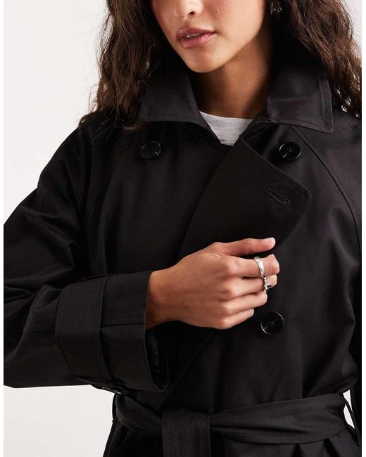 ASOS Black Longline Water Repellent Trench Coat