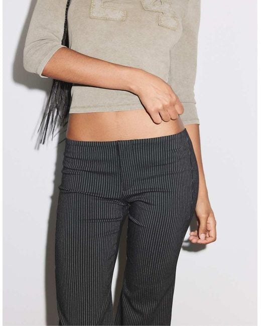 Stradivarius Gray Bengaline Bell Bottom Trousers