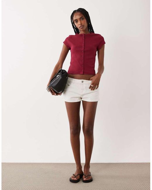 Miss Selfridge Red Button Through Top