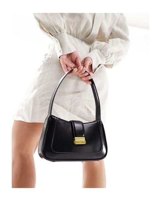 Mango Shoulder Clasp Bag in Black Lyst UK