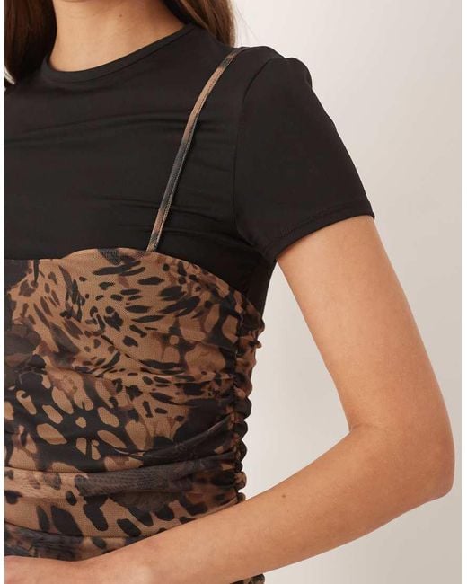 ASOS Natural Double Layered Hybrid T-shirt Midi Dress