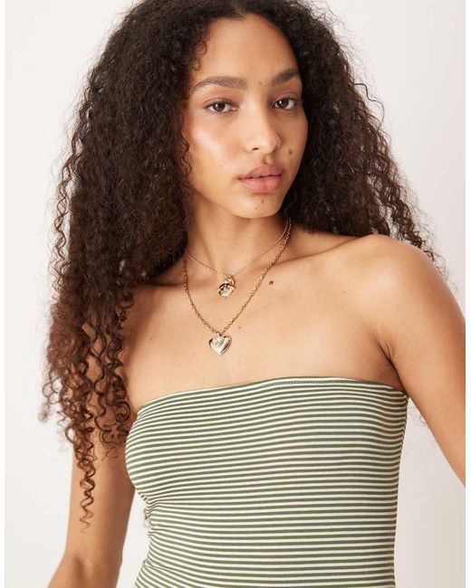 Top A Rayas Con Escote Palabra De Honor De (Parte De Un Conjunto) ASOS de color Gray