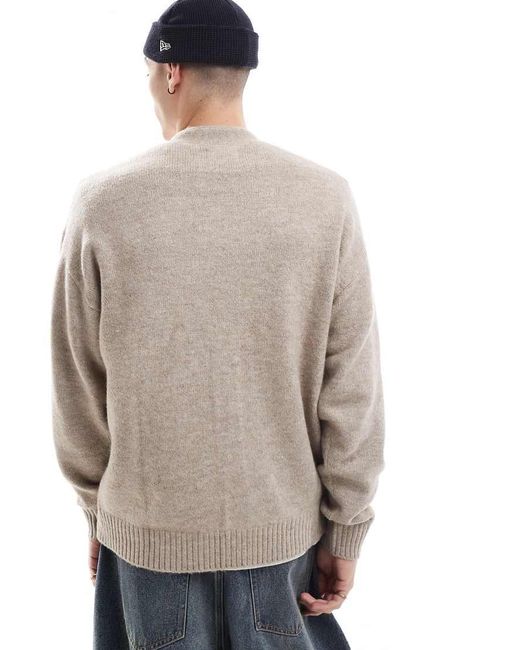 Cárdigan Beis Extragrande De Punto Mullido De -Beis Neutro Jack & Jones de hombre de color Gray