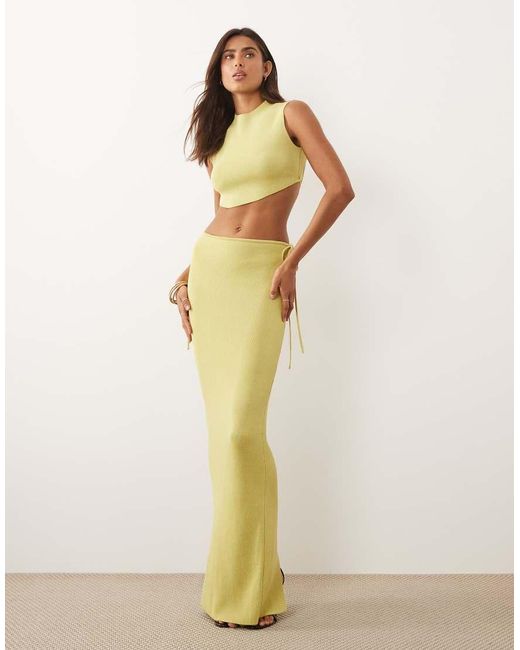 Wanderdoll Green Exclusive Sienna Fine Knit High Neck Open Button Back Detail Crop Top