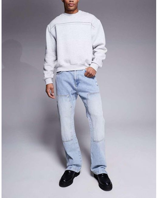 The Couture Club Blue Carpenter Rivet Detail Jeans for men
