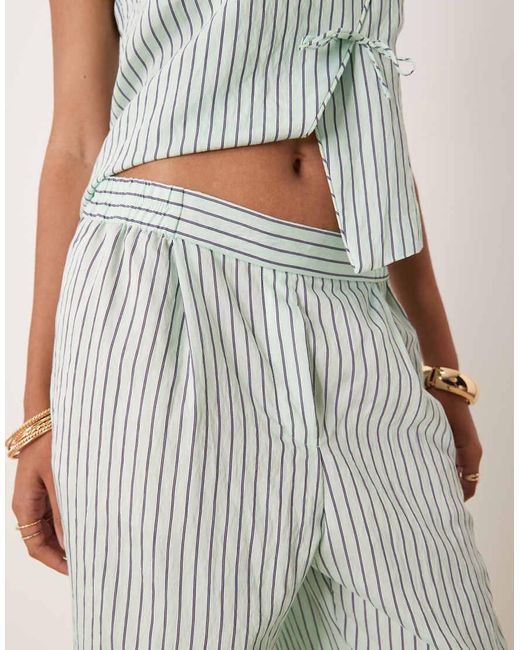 Mango Natural Straight Leg Striped Trouser With Elasticated Waist