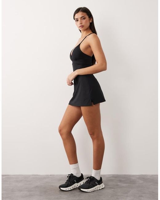 4505 Black Active Tennis Dress With Under Short And Adjustable Straps