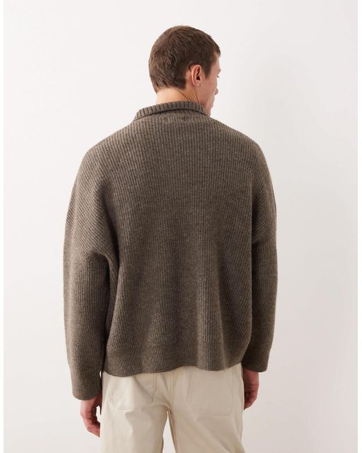 ASOS – gerippter strickpullover in Brown für Herren
