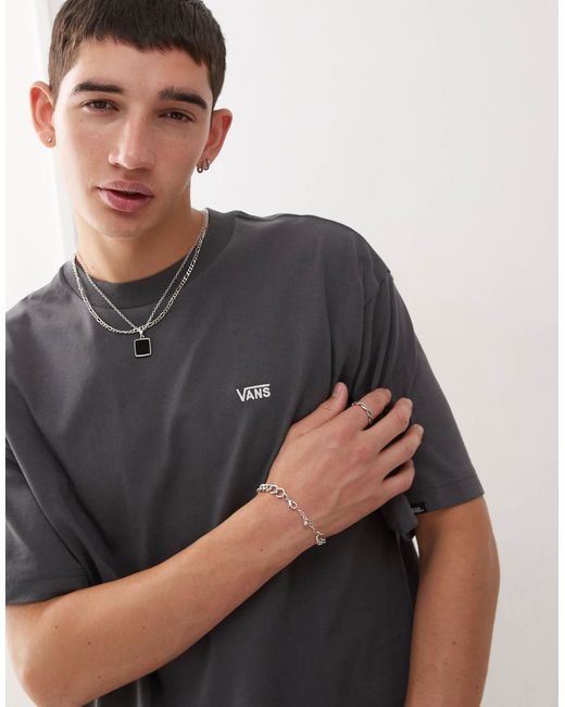 Vans Black – oversize-t-shirt mit logo auf der linken brust