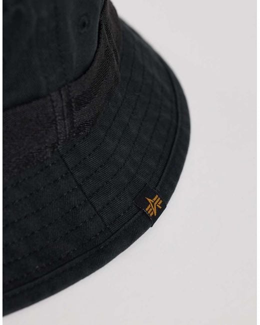 Alpha Industries Blue Logo Bucket Hat for men
