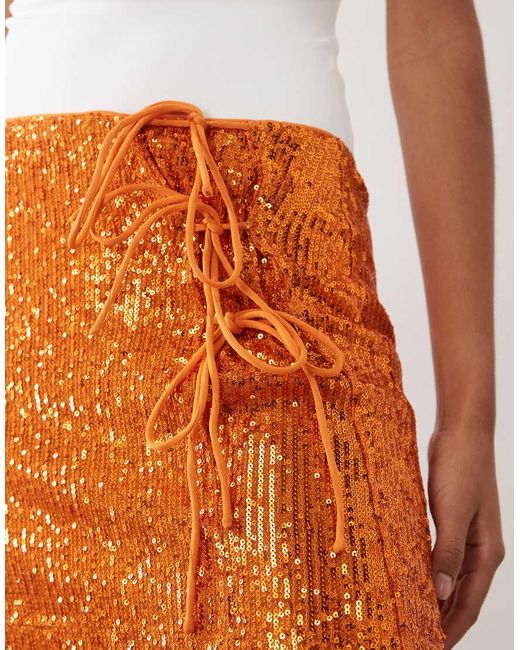 ASOS White Sequin Tie Side Mini Skirt