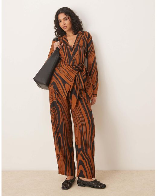 ASOS Brown Soft Tapered Trousers Co-Ord