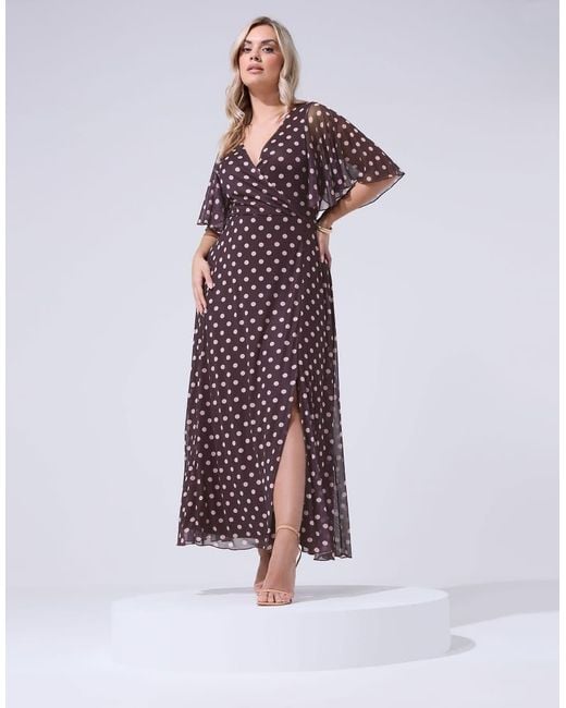 Yours Clothing Purple Polka Dot Wrap Dress