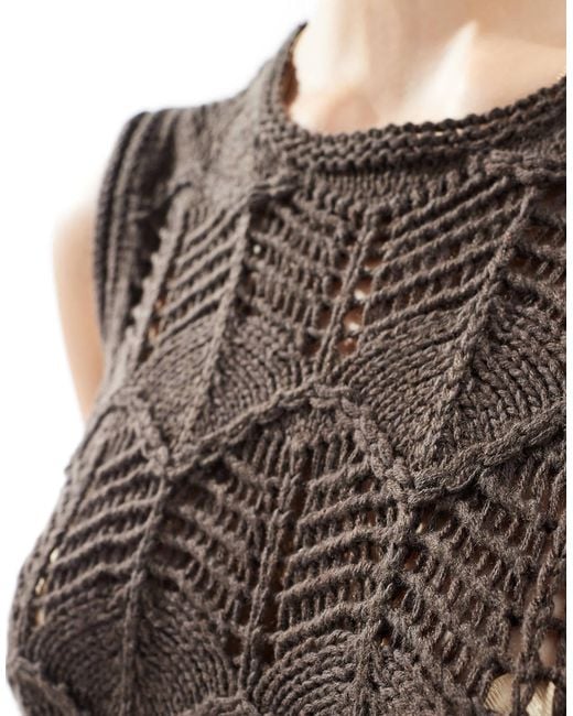 Vero Moda Gray – trägertop aus häkelstrick