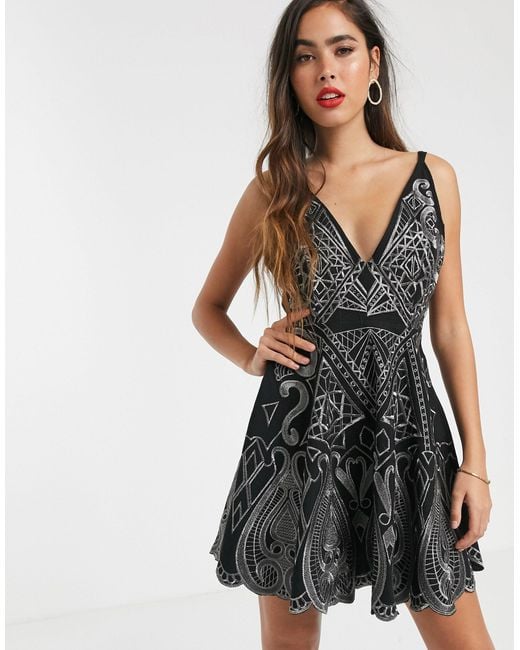 black cotton skater dress