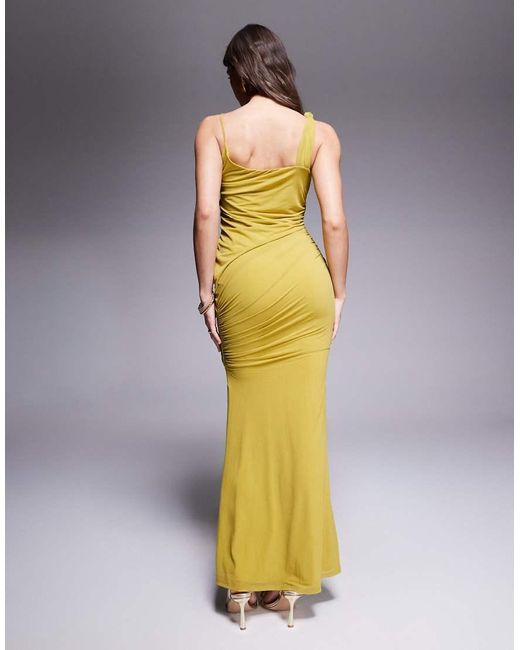 ASOS Blue Stretch Chiffon Knot Drape Maxi Dress