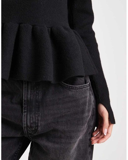 ASOS Black Structured Peplum Hem Top