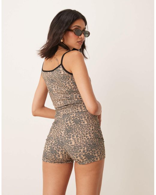 ASOS Natural Leopard Print Micro Short Co-ord