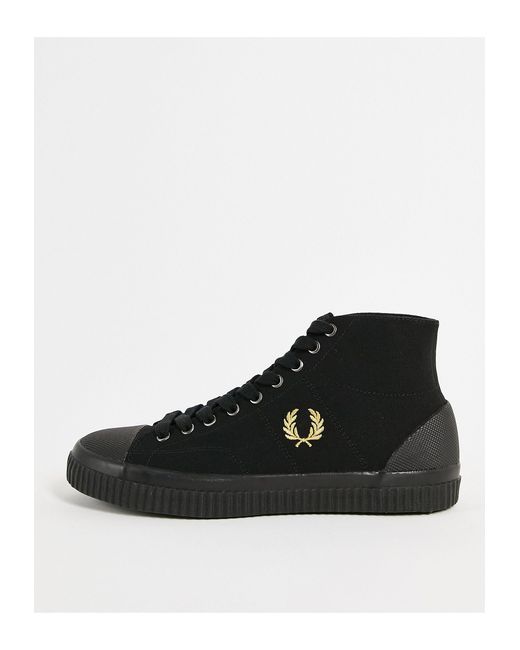 Fred Perry Hughes High Top Canvas Shoes in Black for Men | Lyst