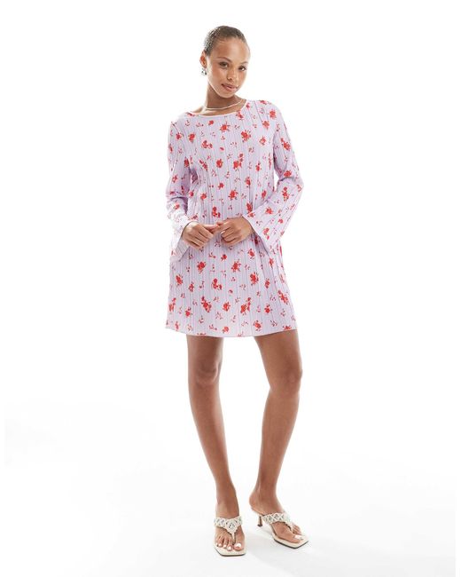 Pieces Pink – langärmliges plissee-minikleid
