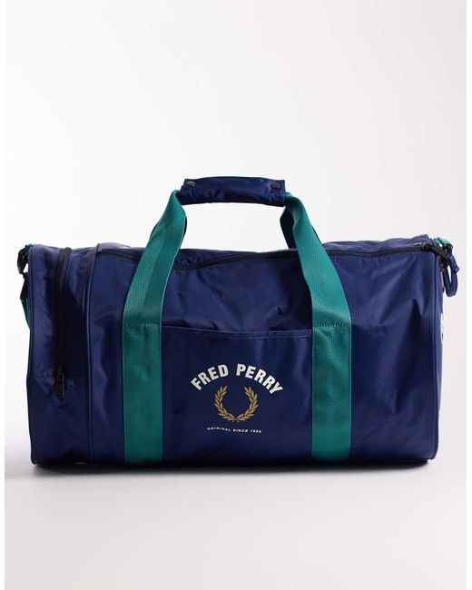 Fred Perry Blue Sports Large Barrel Logo Bag for men