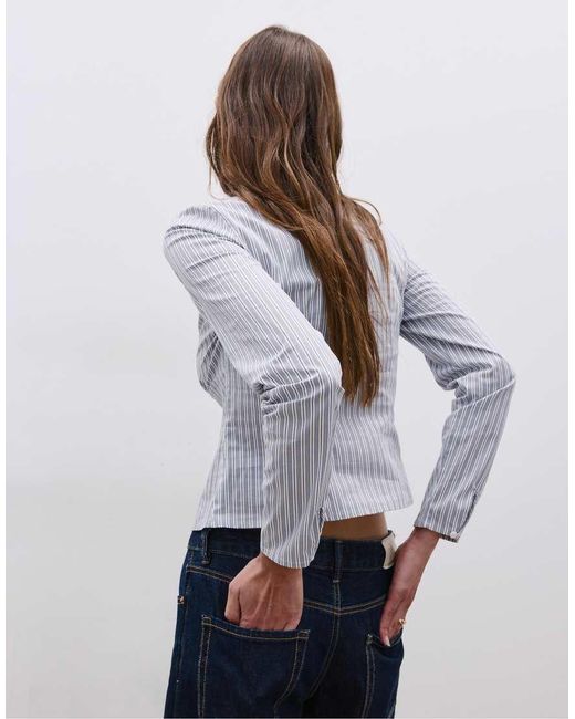 Stradivarius Gray Fitted Shirt With Underbust Seam