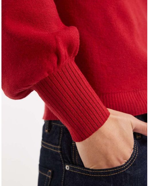Threadbare Red Off-shoulder Slouchy Sweatshirt