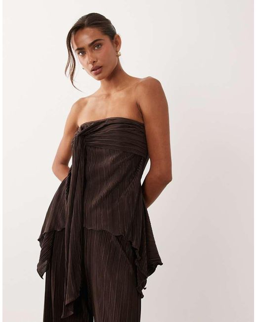 ASOS Black Co-ord Plisse Twist Bust Bandeau Top