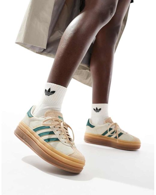 Adidas Originals White Gazelle Bold Platform Trainers