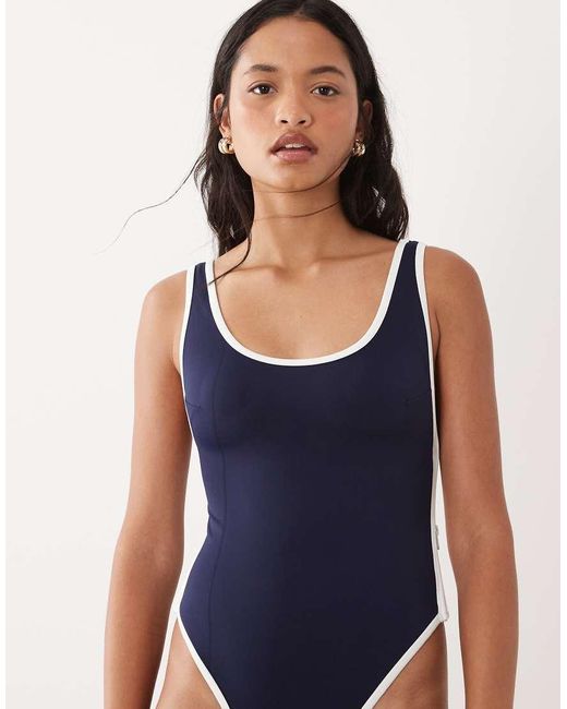 GOOD AMERICAN Blue Varsity One-piece Swimsuit
