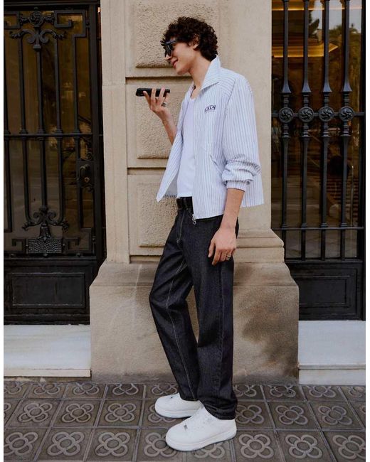 Bershka Black Tall Straight-Leg Jeans for men