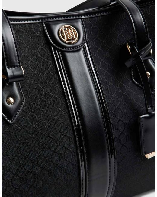 River Island Black Stripe Monogram Shopper Bag