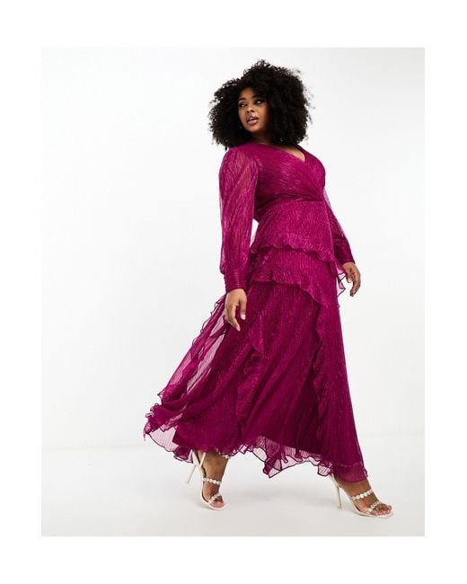 Forever New Pink Sheer Sleeve Cut-out Plisse Maxi Dress