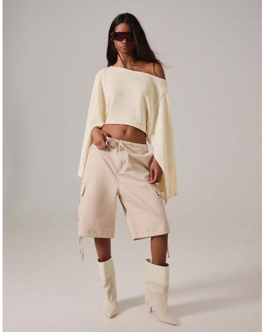Bershka Natural Metallic Thread Asymmetric Cape