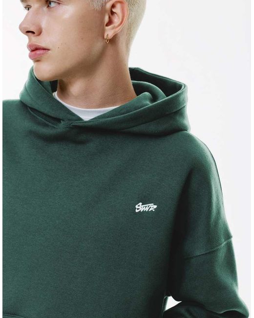 Pull&Bear Green Stwd Embroidered Logo Hoodie for men