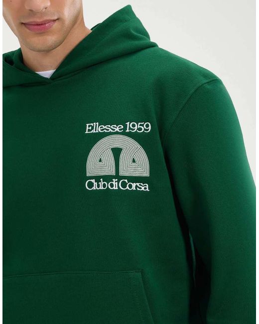 Ellesse Green Club Di Corsa Long Sleeve Graphic Hoodie for men