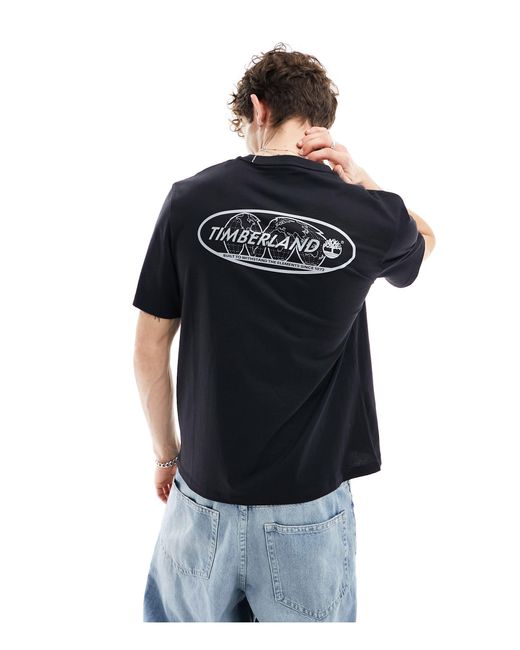 Camiseta negra con logo reflectante en la espalda Timberland de hombre de color Blue