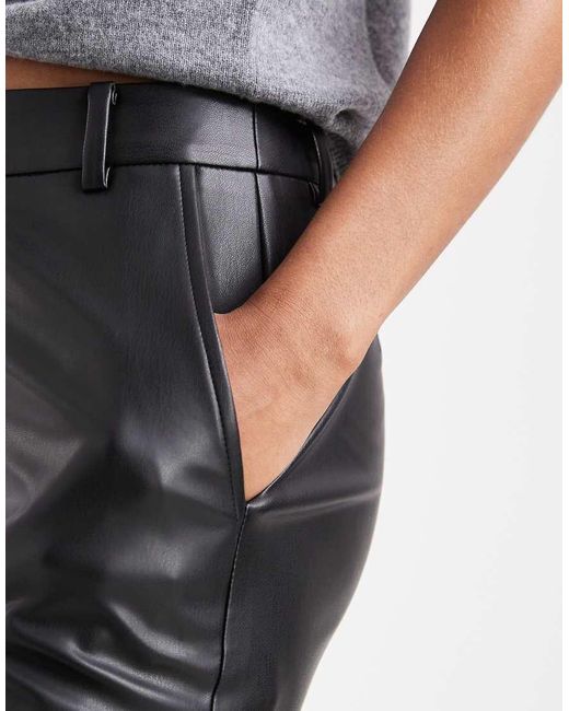 ASOS Black Tall Faux Leather Straight Leg Trousers