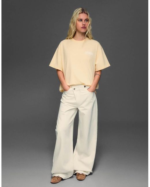 Bershka Natural Short Sleeve Print T-shirt