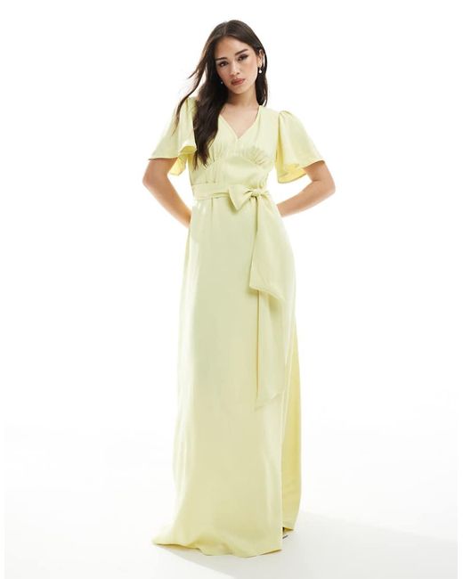Maids To Measure Metallic Bridesmaid Flutter Sleeve Maxi Dress