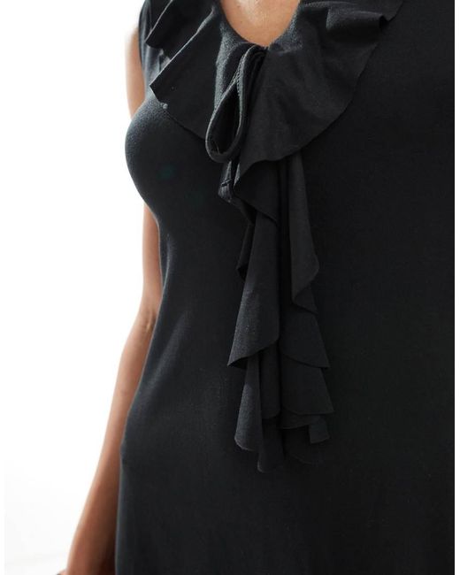 Vestido Veraniego Corto Con Lazada Delantera Y Volantes De -Sin Color Miss Selfridge de color Black