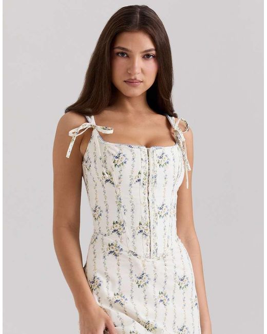 House Of Cb White Dionne Stretch Cotton Midi Dress