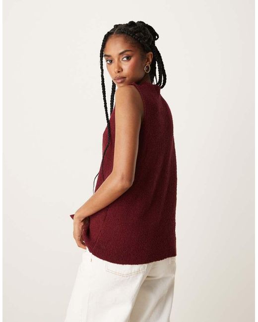 ASOS Red Slub Knit Relaxed Fit Waistcoat